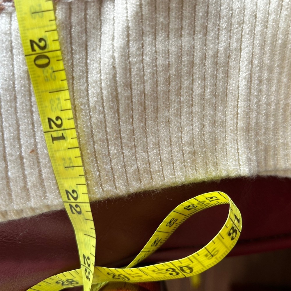 CYRUS Womens S Mock Neck Sweater Cream Brown Striped Textured Knit Quiet Luxury - Picture 6 of 7